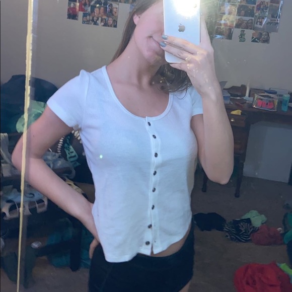 white button up tee - Picture 1 of 3